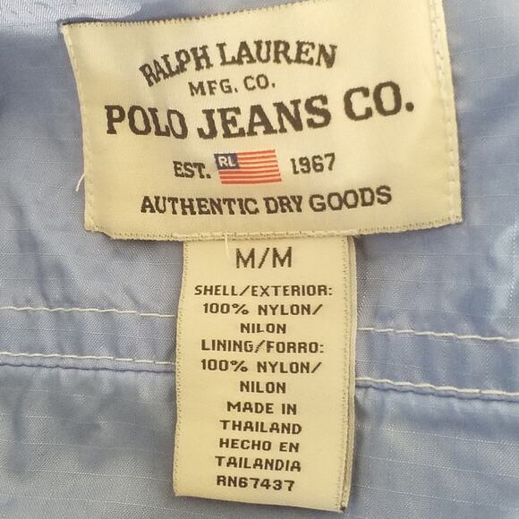 Vintage Ralph Lauren Polo Jeans Blue Nylon Windbreaker Hoodie Jacket M - Picture 5 of 7